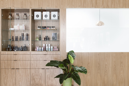 {Beauty School Knockout. Bright, fresh and clean, the EDU Salon  designed by Technē Architecture loo