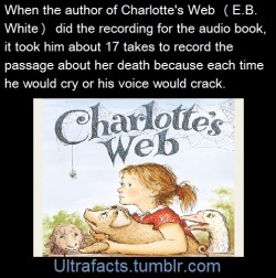 ultrafacts:    “He, of course, as anyone does doing an audio book, had to do several takes for various things, just to get it right, but every time, he broke down when he got to Charlotte’s death.” And he would do it, and it would mess up. … He