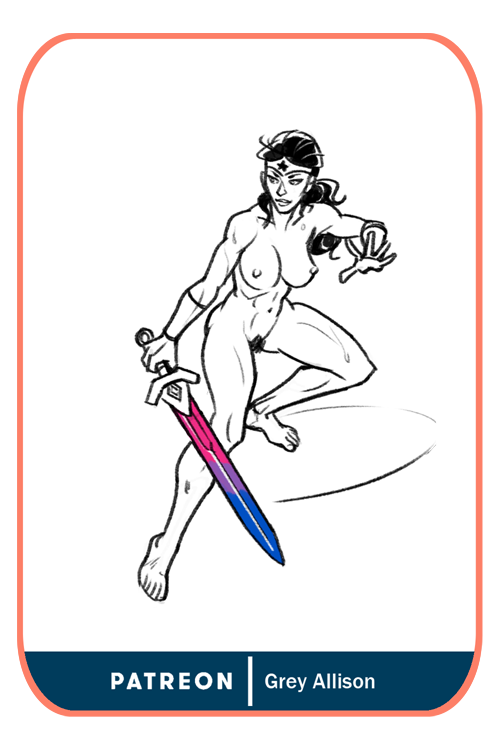 Some naked sparring Diana, sketched for Pride month! Funded and voted on by my wonderful Patrons. ★&