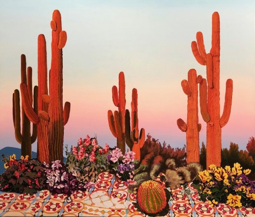 my-kelde: Alejandra Atares. Cactus naranjas, 2018. oil + acrylic on canvas