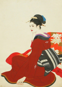taishou-kun:  blackcoffeecinnamon:Shimura Tatsumi (1907-1980)　志村立美   Dark Red Clothing  エンジの着物、1955  Shimura Tatsumi 志村立美 (1907-1980)Dark red Clothing エンジの着物 - Japan - 1955