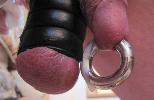 The fistula’s bigger than my piss hole when I’m wearing the 10mm circle ring.  As a result, nothing out my urethra, but cum out the second hole!