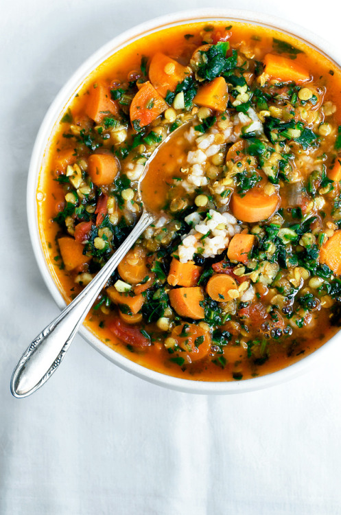 Carrot, Lentil and Spinach Soup