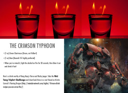 thedrunkenmoogle:  hardactofollow: The Crimson Typhoon (Pacific Rim shot) Ingredients:1 oz. Green Chartreuse1 oz. 151 Rum Directions: Mix both ingredients in a shot glass and ignite. Let the shot burn for a while, then extinguish the flame and take em
