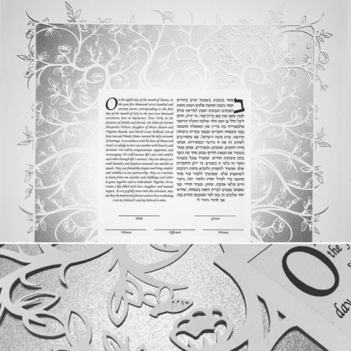The ornate branches ketubah with an all new silver backing. More specular and higher contrast. It ha