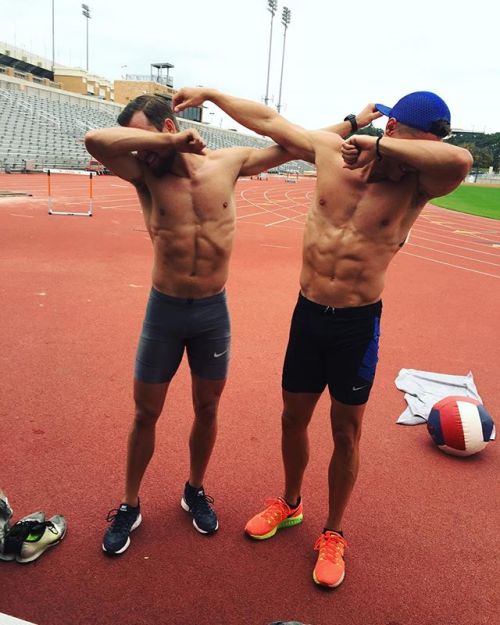 hottrackathletes:  Trey Hardee, United States, and Ingmar Vos, Netherlands, decathlon 