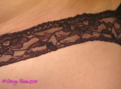Porn Pics crissyfuca:  Brown lace and mesh thong Â [Part