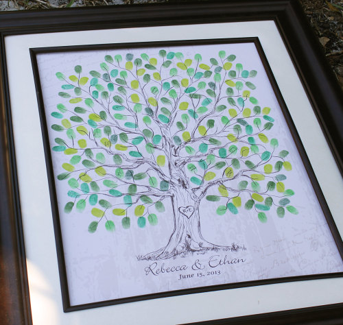 Wedding Tree Custom Guest Book Gift Hand drawn Wedding Guestbook Thumbprint Tree Guest book alternat