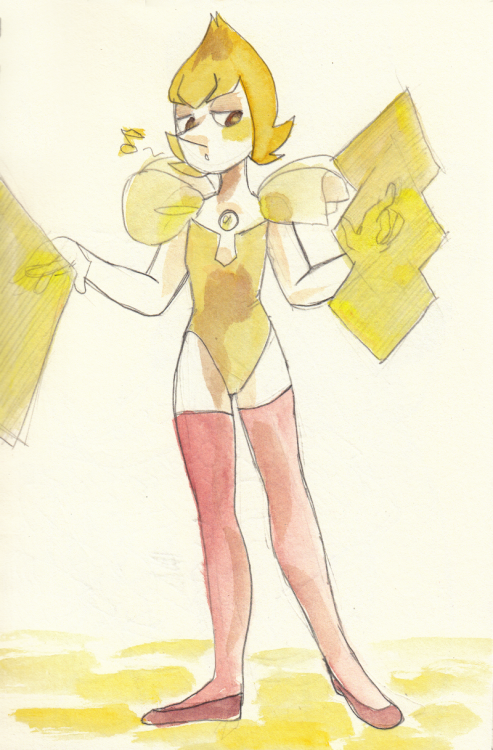 kogasana:  threw some watercolour on the yellow pearl i drew in the summer 