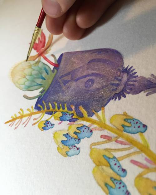 Finishing up some watercolor paintings for my show PLANTISH, taking place this Friday at @ironwoodco