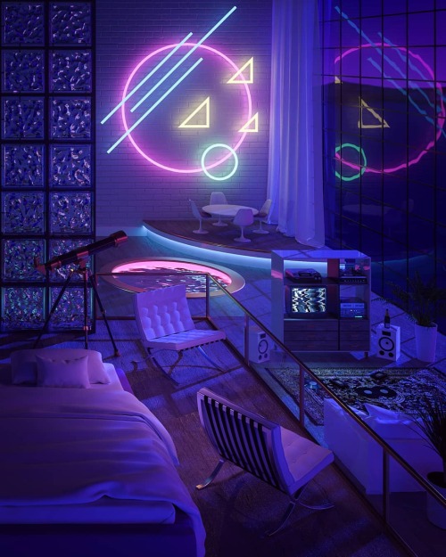 dreamfibre: － － Art prints available. Link in Bio. #vapourwave #retrowave #interior #cinema4d #redsh