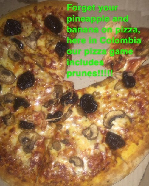 #Pineappleonpizzaiswrong #Bananaonpizzaisnotallowed #Prunes #Pizza #Dominospizza