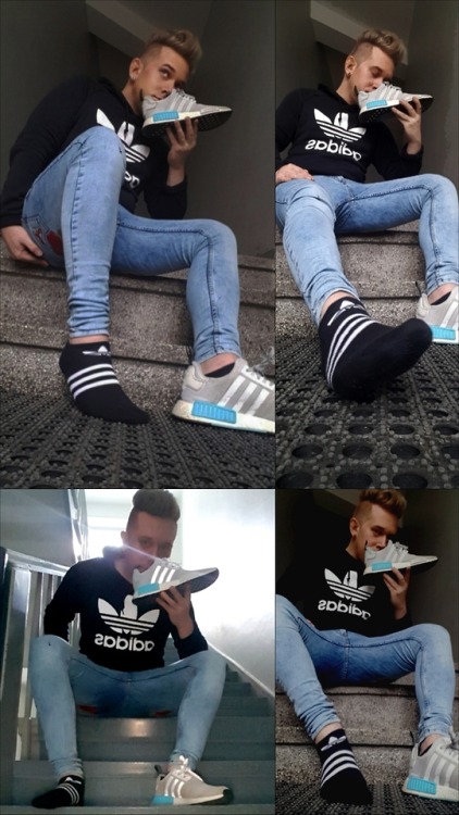 sneax96:Sweater: Adidas originals hoodie Boys Skinny Jeans: The Rose London Sneakers: Adidas nmd r1 