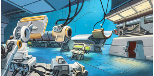 Background cels from the 1994 Marvel cartoon, Fantastic Four. Painted in gouache on board.