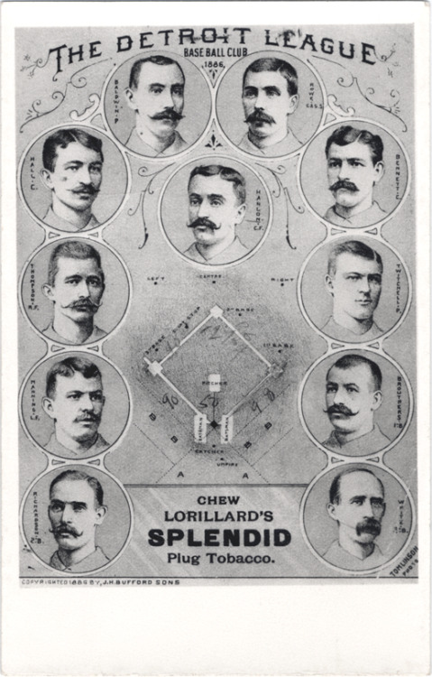 moustaches-of-history: detroitlib: Portraits of members of the 1886 Detroit Wolverines around diagr