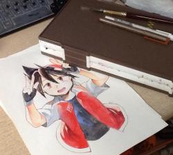 kipam:  [Red]Commission picture^_^)/Watercolor