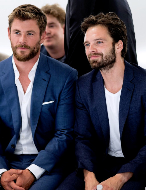 sebastiansource: Chris Hemsworth & Sebastian Stan at the front row in HUGO BOSS Menswear SS18 Ru