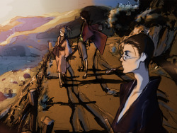 peacefuljohnny:  as-warm-as-choco:Samurai Champloo (サムライチャンルー) Background Art &amp; Concept Art (the first one was illustrated by Kazuto Nakazawa) Jin’s kiseru pipe was a dream that never came true though  dope!