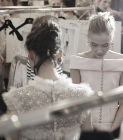  Snejana Onopka backstage at Chanel Haute