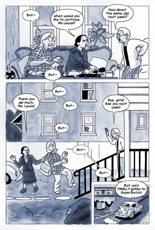 Book 1, Page107SuperButch is a webcomic by Becky Hawkins and Barry Deutsch about a lesbian superhero