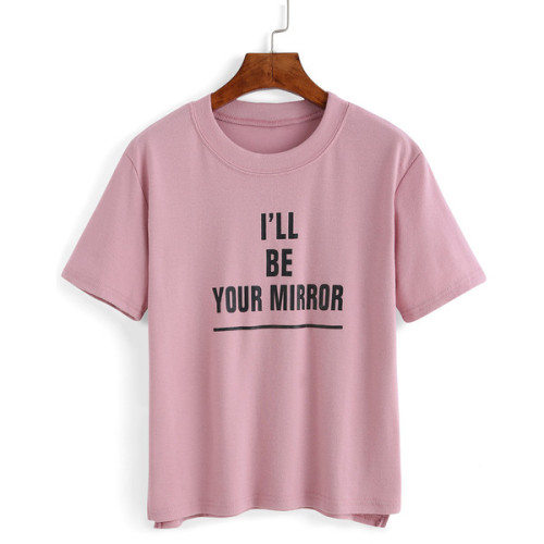 Letters Print Pink T-Shirt ❤ liked on Polyvore (see more short sleeve t shirts)