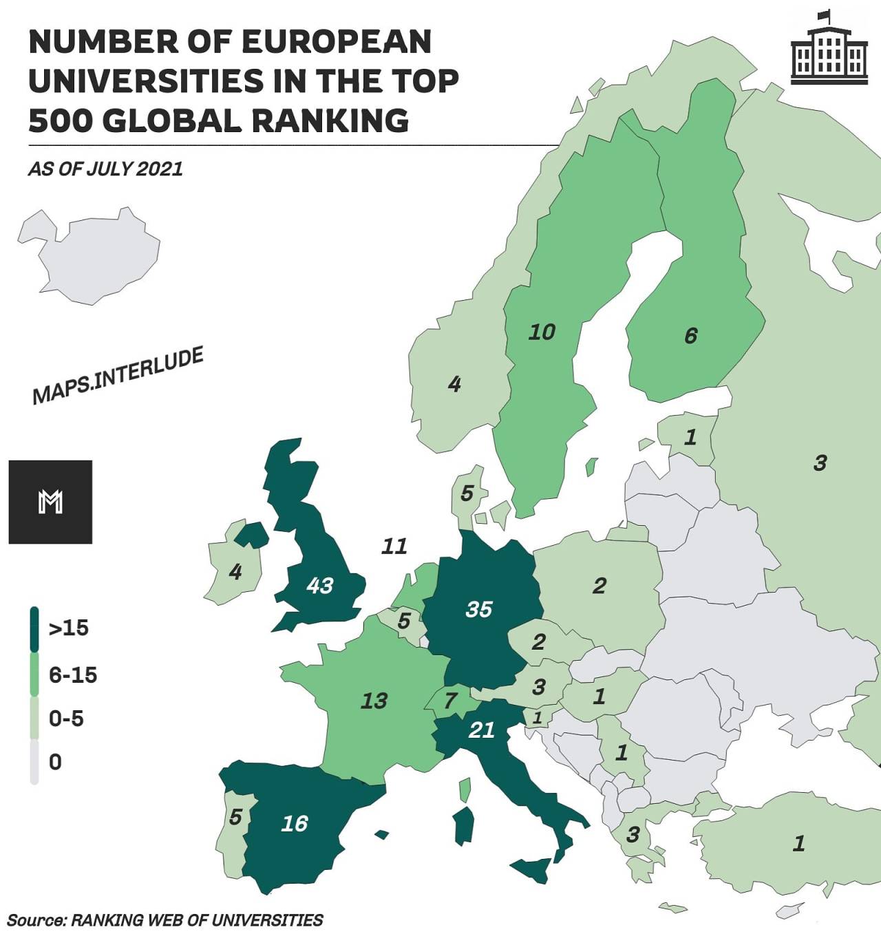 Number of European in top 500... Maps on the Web