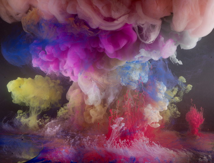  New York-based artist Kim Keever drops paint into water-filled aquariums to create