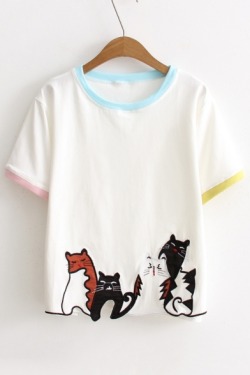milkygreenteasandwich: Lovely Tees Collection  Cartoon Cat   //  Cartoon Cat  Ice Cream  //    Japanese Printed  You’re Lovely  //  NASA  UFO  //  No-Face  Pocket Cat  //  Pocket Cat Free Shipping Worldwide Over อ! 