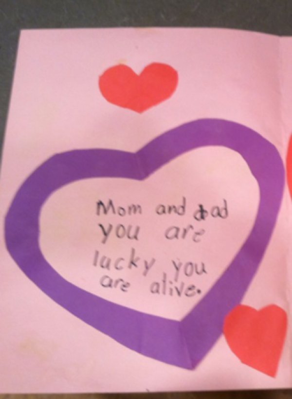 collegehumor:  Child Writes Strange Valentine’s Day Card to Parents Aww, such an