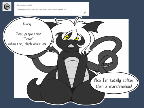 tailidraws:#TailiDraws - “Taili Marshmallow?” | #SFW Such a cute little oreo cuddledragon <3