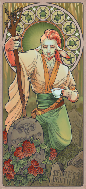 agarthanguide: Mucha Style Caduceus.  I know that Mucha has been done a LOT in this fandom, but