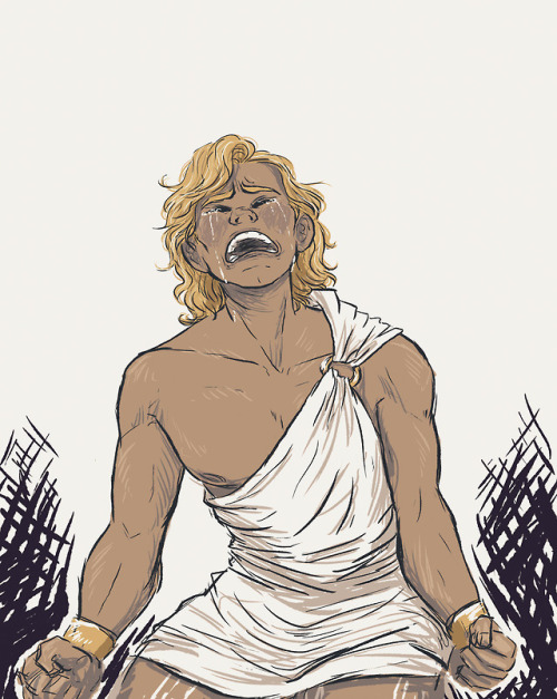 littlesmartart:a lunchtime scribble of my boy achilles. what’s that quote about him crying so hard o