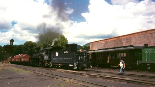 Preparing for the Tourist Season. Cumbres and Toltec Scenic Railroad Yard, Chama, New Mexico, 1987.