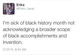 onlyblackgirl:  prettylittleparadox:  black history month rant  I mean that just depends on what you do with it tbh. When i do BHM events i make it a point to stop focusing on people everyone already knows about. BHM isn’t for us to wait for people