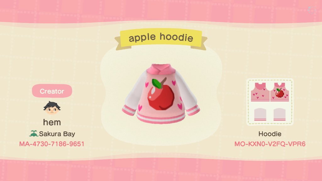 fruit hoodies designed by hem of sakura bay - ACNH Custom Designs