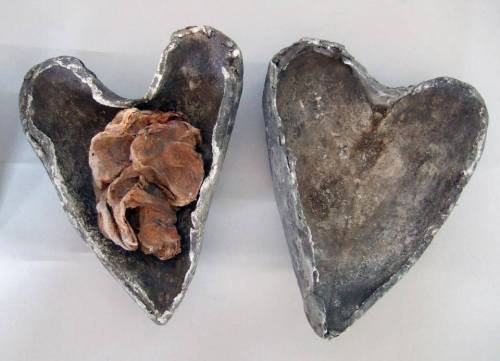 madness-is-my-life: sixpenceee: A preserved human heart in a leaden case, discovered in the medieval