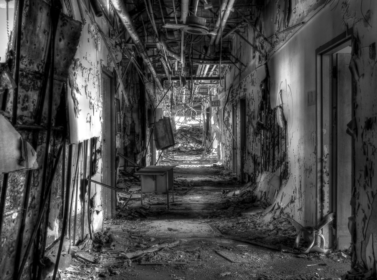 tonyakers:  Abandoned Hospital - Black and White 