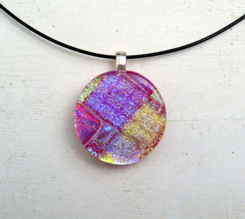 A series of collage fused glass pendants for those looking for a splash of color to brighten their w