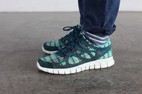 sweetsoles: Nike Free Run+ 2 Woven - Sport Turquoise/Tourmaline/Total Crimson