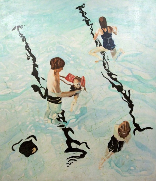huariqueje:    Swimming Pool   -    Linda Norris ,1982. British, b.1960-   acrylic on canvas ,   122 x 107 cm   