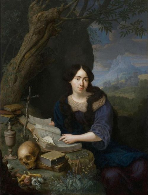 Nicolaes VerkoljePortrait of a lady as the Penitent Magdalen, three-quarter-length, in a landscape