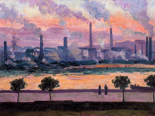 petschm66:Dario de Regoyos - Industrial Landscape of Bilbao, Spain (c. 1900)