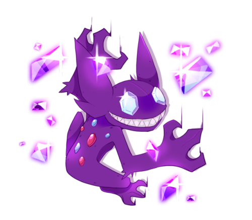 post-scriptvm:searching-for-bananaflies:Your Smile Shines Like Power Gem!Sableye done for a pokemon 