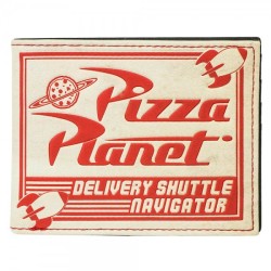 10knotes:  Wicked Clothes presents: the Toy Story Pizza Planet Wallet!This officially licensed Toy Story wallet reads: “Pizza Planet Delivery Shuttle Navigator”. On the reverse, it states: “Serving Your Local Star Cluster”. The wallet was made