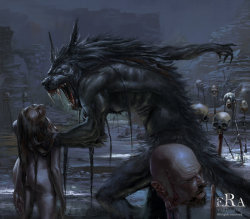 wolfmonsters:  &ldquo;Werewolf 1&rdquo; by Felipe Pagliuso  Cool