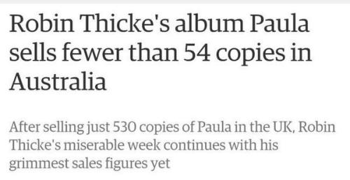 In other news: Robin Thicke writes a new album dedicating to getting his career back.