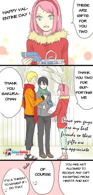 nat-tzuki:Valentine day - part 1Artist : http://www.pixiv.net/member_illust.php?mode=manga&amp;illust_id=49067668Source : https://www.facebook.com/SasuSakuFC?fref=nf