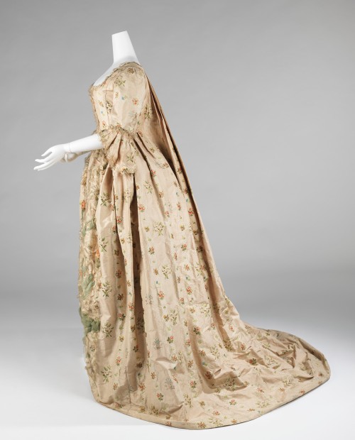 ephemeral-elegance: Gauze Rosette Embellished Robe a la Française, ca. 1770-75 via The Met