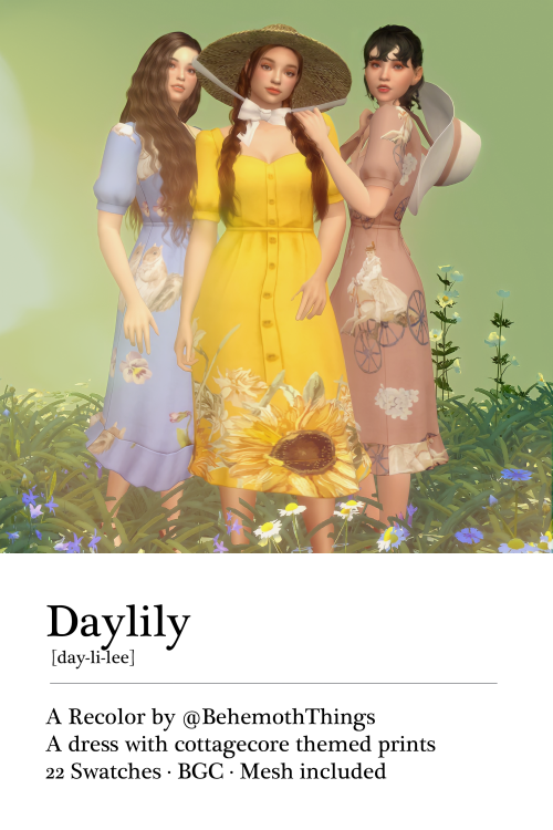 behemoththings: DAYLILY-A RECOLOR OF @softerhaze‘s Daylily dress (BGC) Hi hello it is my humbl