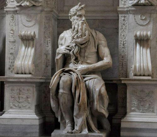 fuckyeahrenaissanceart: Detail of Michelangelo’s “Moses receiving the Tablets of Stone&r